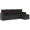 Image de vidaXL Ensemble de salon de jardin 5 pièces avec coussins noir poly rotin