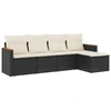 Image de vidaXL Ensemble de salon de jardin 5 pièces avec coussins noir poly rotin