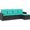 Image de vidaXL Ensemble de 5 canapés de jardin avec coussins, polyrattan noir