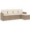 Image de vidaXL Ensemble de salon de jardin 5 pièces avec coussins Beige Poly Rattan