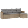 Image de vidaXL Ensemble de salon de jardin 5 pièces avec coussins Beige Poly Rattan