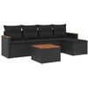 Image de vidaXL Ensemble de salon de jardin 6 pièces avec coussins noir poly rotin