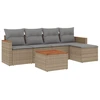 Image de vidaXL Ensemble de salon de jardin 6 pièces avec coussins Beige Poly Rattan