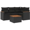 Image de vidaXL Ensemble de salon de jardin 5 pièces avec coussins noir poly rotin