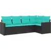 Image de vidaXL Ensemble de 5 canapés de jardin avec coussins, polyrattan noir