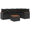 Image de vidaXL Ensemble de salon de jardin 6 pièces avec coussins noir poly rotin