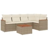 Image de vidaXL Ensemble de salon de jardin 6 pièces avec coussins Beige Poly Rattan