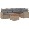 Image de vidaXL Ensemble de salon de jardin 6 pièces avec coussins Beige Poly Rattan