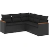 Image de vidaXL Ensemble de salon de jardin 5 pièces avec coussins noir poly rotin