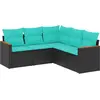 Image de vidaXL Ensemble de 5 canapés de jardin avec coussins, polyrattan noir