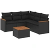 Image de vidaXL Ensemble de salon de jardin 6 pièces avec coussins noir poly rotin