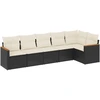 Image de vidaXL Ensemble de salon de jardin 6 pièces avec coussins noir poly rotin