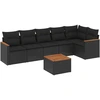 Image de vidaXL Ensemble de salon de jardin 7 pièces avec coussins noir poly rotin