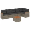 Image de vidaXL Ensemble de salon de jardin 7 pièces avec coussins Gris Poly rotin