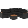 Image de vidaXL Ensemble de salon de jardin 7 pièces avec coussins noir poly rotin