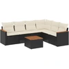 Image de vidaXL Ensemble de salon de jardin 7 pièces avec coussins noir poly rotin