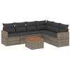 Image de vidaXL Ensemble de salon de jardin 7 pièces avec coussins Gris Poly rotin