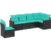 Image de vidaXL Ensemble de 6 canapés de jardin avec coussins, polyrattan noir