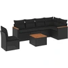 Image de vidaXL Ensemble de salon de jardin 7 pièces avec coussins noir poly rotin