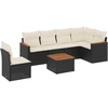 Image de vidaXL Ensemble de salon de jardin 7 pièces avec coussins noir poly rotin