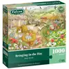 Image de Puzzle 1000 pièces JUMBO Falcon de luxe Bringing in the Hay Annie Searle Carton solide vert campagne - Neuf