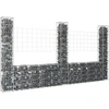 Image de The Living Store Panier à gabion en forme de U avec 3 colonnes en fer 260x20x150 cm