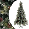 Image de The Living Store Sapin de Noël avec éclairage et pommes de pin 225 cm PVC&PE