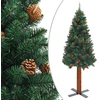 Image de The Living Store Sapin de Noël élancé avec bois véritable et cônes Vert 210 cm PVC