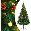 Image de The Living Store Arbre de Noël artificiel avec éclairage & boules Vert 210 cm