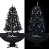 Image de The Living Store Sapin de Noël à neige avec pied parasol noir 170 cm PVC