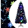 Image de The Living Store Sapin de Noël avec flocons de neige LED Noir 150 cm Fibre optique