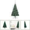 Image de The Living Store Semi-sapin de Noël artificiel éclairage boules Vert 150 cm