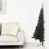 Image de The Living Store Semi-sapin de Noël artificiel avec support Noir 180 cm PVC