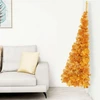 Image de The Living Store Semi-sapin de Noël artificiel avec support or 240 cm PVC