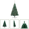 Image de The Living Store Semi-sapin de Noël artificiel éclairage boules Vert 180 cm
