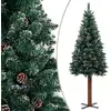 Image de The Living Store Sapin de Noël élancé avec bois véritable et neige Vert 180 cm