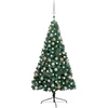 Image de The Living Store Semi-sapin de Noël artificiel éclairage boules Vert 240 cm