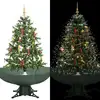 Image de The Living Store Sapin de Noël à neige avec pied parasol Vert 140 cm