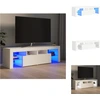 Image de vidaXL Armoire TV avec éclairage LED Blanc 140x36,5x40 cm - Meuble TV