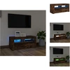 Image de vidaXL Armoire TV avec lampes LED chêne fumé 90x35x40 cm - Meuble TV