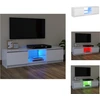 Image de vidaXL Armoire TV avec lampes LED Blanc 120x30x35,5 cm - Meuble TV