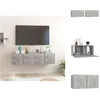 Image de vidaXL Meubles TV suspendus 2 pcs. Gris béton 60x30x30 cm - Meubles TV
