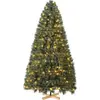 Image de Sapin de Noël artificiel 210 cm   Économique   Avec éclairage LED   Branches réalistes en PVC   Avec support en bois