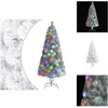 Image de vidaXL Sapin de Noël artificiel avec éclairage blanc 150cm fibre de verre - Sapins de Noël