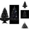 Image de vidaXL Sapin de Noël à neige avec pied parapluie noir 140 cm PVC - Sapins de Noël