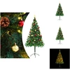 Image de vidaXL Sapin de Noël artificiel avec éclairage & boules Vert 180 cm - Sapins de Noël