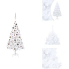 Image de vidaXL Sapin de Noël artificiel avec éclairage & boules blanc 150 cm - Sapins de Noël