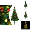 Image de vidaXL Sapin de Noël artificiel avec éclairage & boules Vert 210 cm - Sapins de Noël