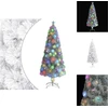 Image de vidaXL Sapin de Noël artificiel avec éclairage blanc 240cm fibre de verre - Sapins de Noël