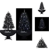 Image de vidaXL Sapin de Noël à neige avec pied parapluie noir 170 cm PVC - Sapins de Noël